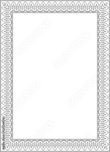 Vector square contour black national Persian ornament. Rectangle, frame, border, ethnic pattern of the peoples of Iran, Iraq, Tajikistan