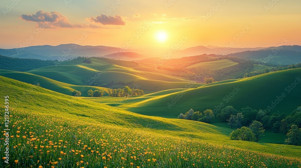 Obraz premium A breathtaking view of a lush, open field on a sunny day