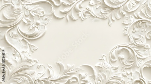 Wallpaper Mural Elegant White Ornate Floral Frame Design Torontodigital.ca