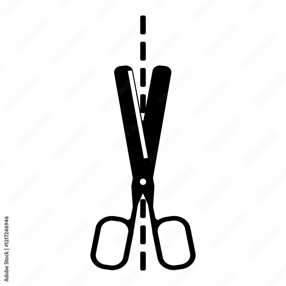 Scissors, Black silhouette of scissors, Scissors for cutting lines, Dividing lines for cutting