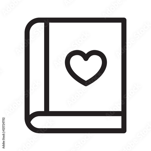 Love book, book outline icons, minimalist vector illustration, simple concept, Isolated on white background