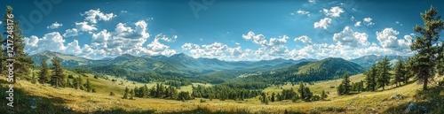 A view of the Carpathian mountains within Skolevski beskidy national park, situated in the Lviv region of Western Ukraine photo