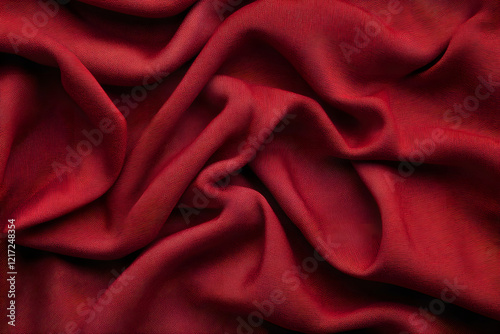 Luxury red silk fabric texture, satin wave textile background