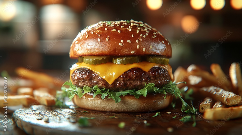Cheeseburger fries pub meal restaurant food Cheeseburger fries pub meal restaurant food