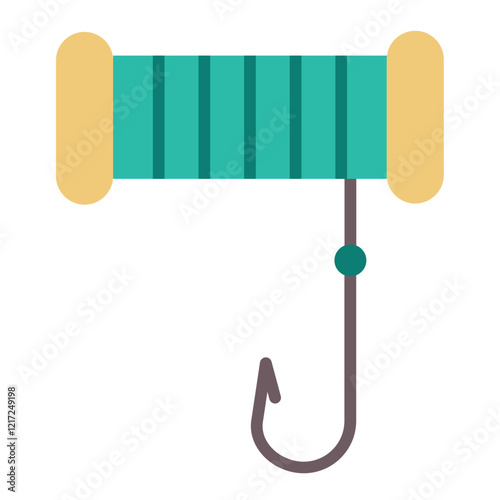 Fishing Line and Hook Icon Style
