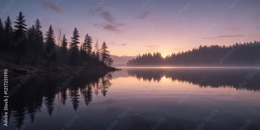 Ethereal light dance across serene lake at twilight, ethereal, twilight Ethereal light dance across serene lake at twilight, ethereal, twilight