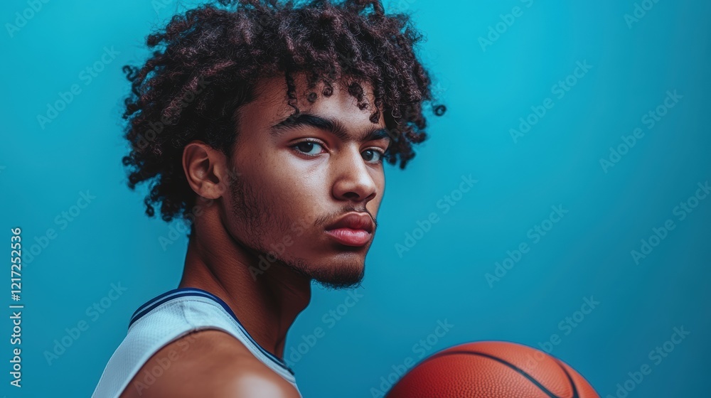 Young Basketball Player with Curly Hair Young Basketball Player with Curly Hair