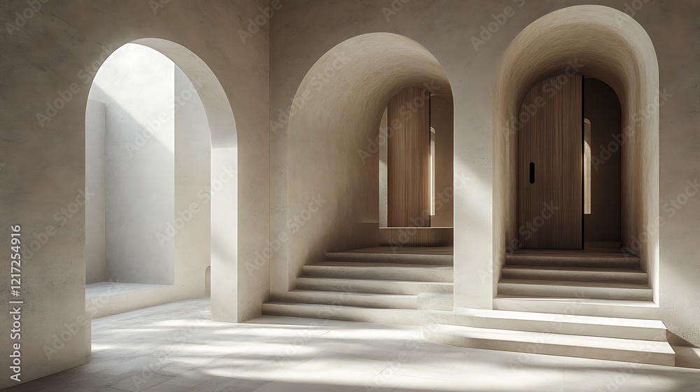 Minimalist Architecture Featuring Arched Entryways And Steps Minimalist Architecture Featuring Arched Entryways And Steps