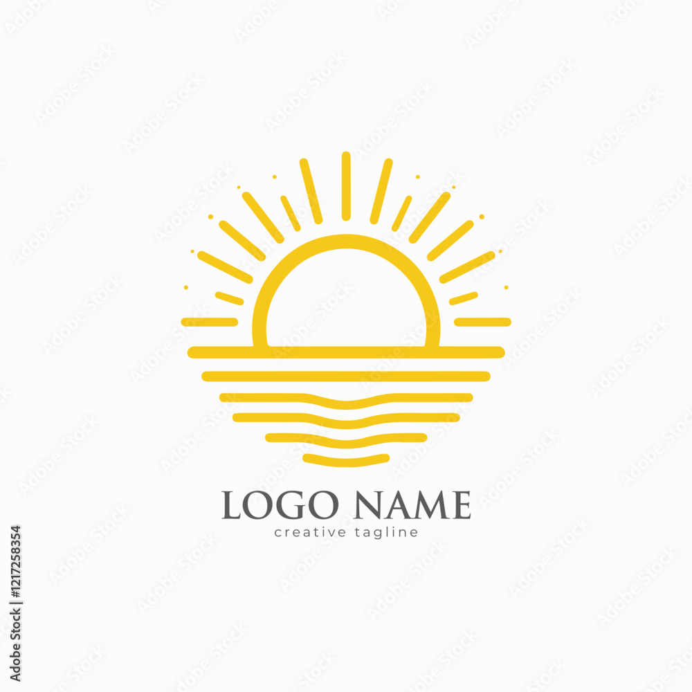 Fototapeta premium Sun logo, sun rise fully editable vector template