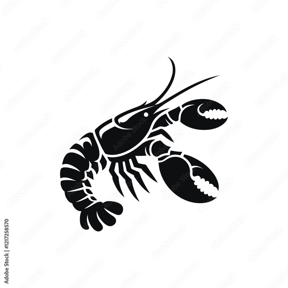 Vector Illustration of Lobster Silhouette Icon on White Vector Illustration of Lobster Silhouette Icon on White