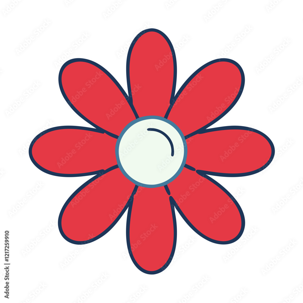 Simple red daisy flower illustration Simple red daisy flower illustration