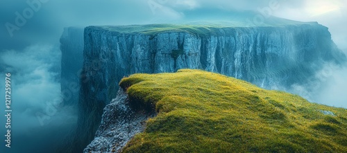 The Columbia River Gorge showcases Wahkeena Falls, which flows gracefully over its stony foundation photo