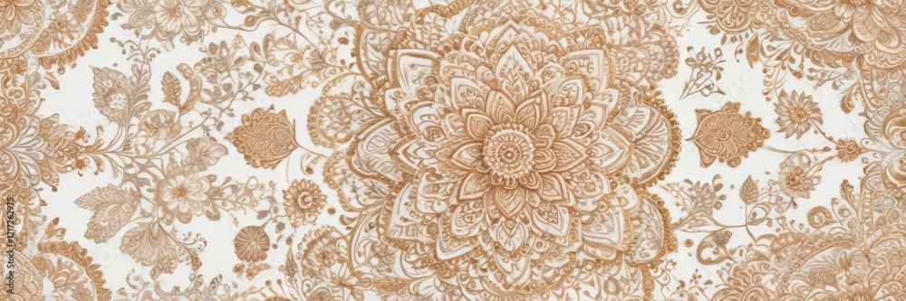 Fototapeta premium intricate mehndi design on a white background with subtle patterns and floral elements, henna art, mehndi designs