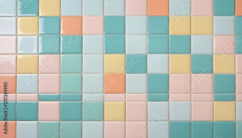 Carreaux muraux et de sol en céramique pastel colorés fond abstrait. Carrelage design retro vintage cuisine salle de bains.