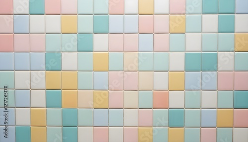 Carreaux muraux et de sol en céramique pastel colorés fond abstrait. Carrelage design retro vintage cuisine salle de bains.