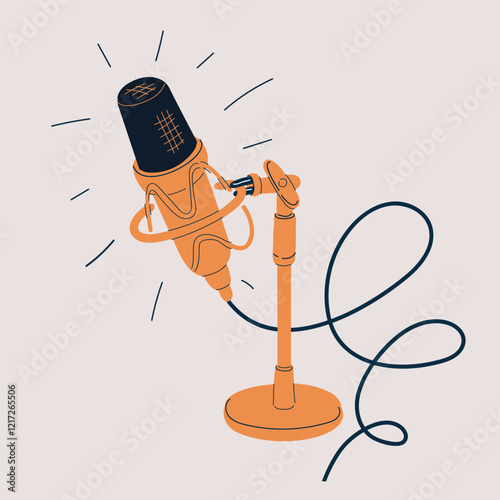 Vector illustration of a microphone as a bridge to amplify voices