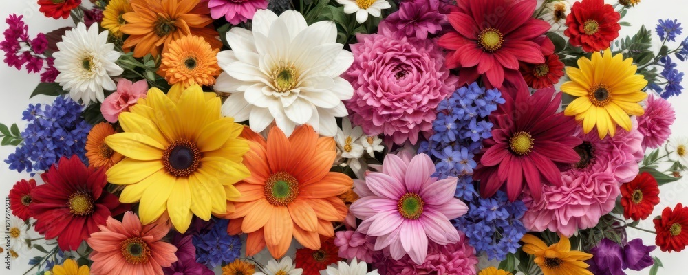 Magazine cover with colorful flowers on a white background, modern, digital, colorful Magazine cover with colorful flowers on a white background, modern, digital, colorful