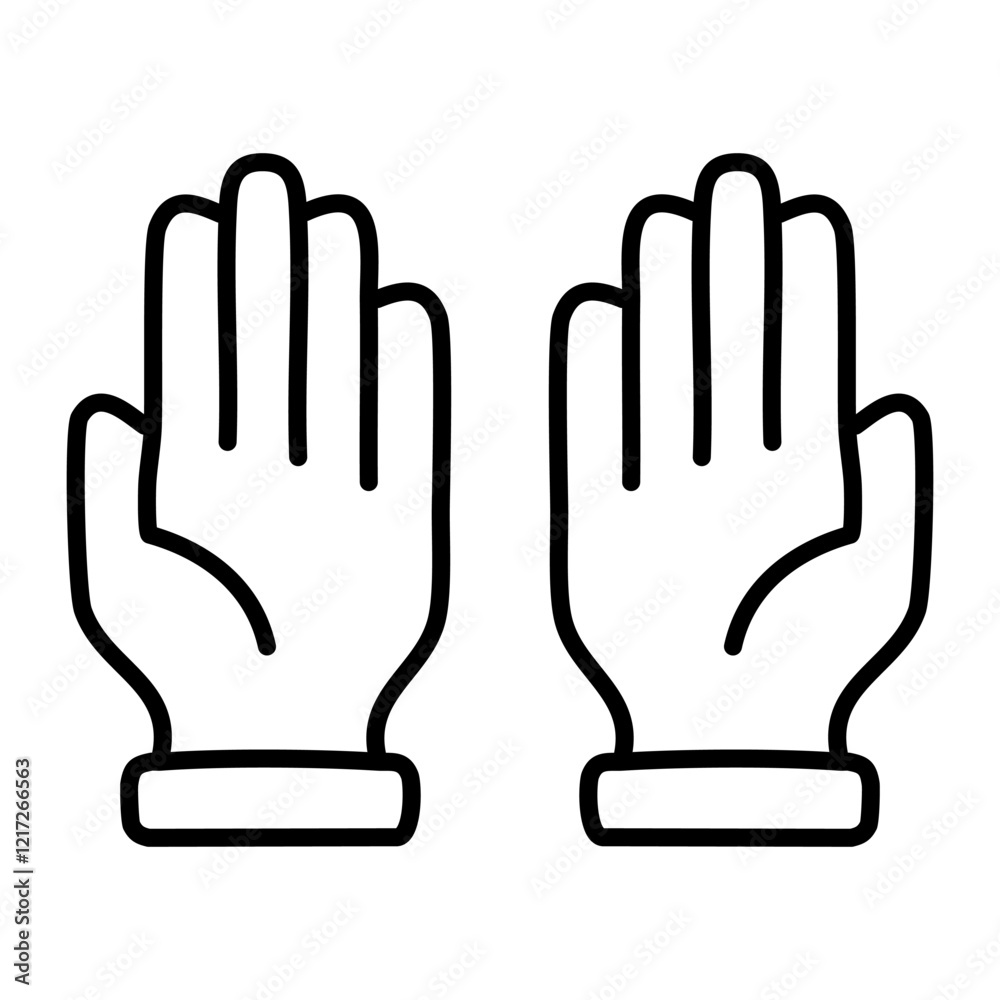 A simple line drawing of two hands facing each other, palms open A simple line drawing of two hands facing each other, palms open