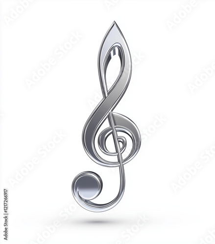 Chiave di violino argento su sfondo bianco.