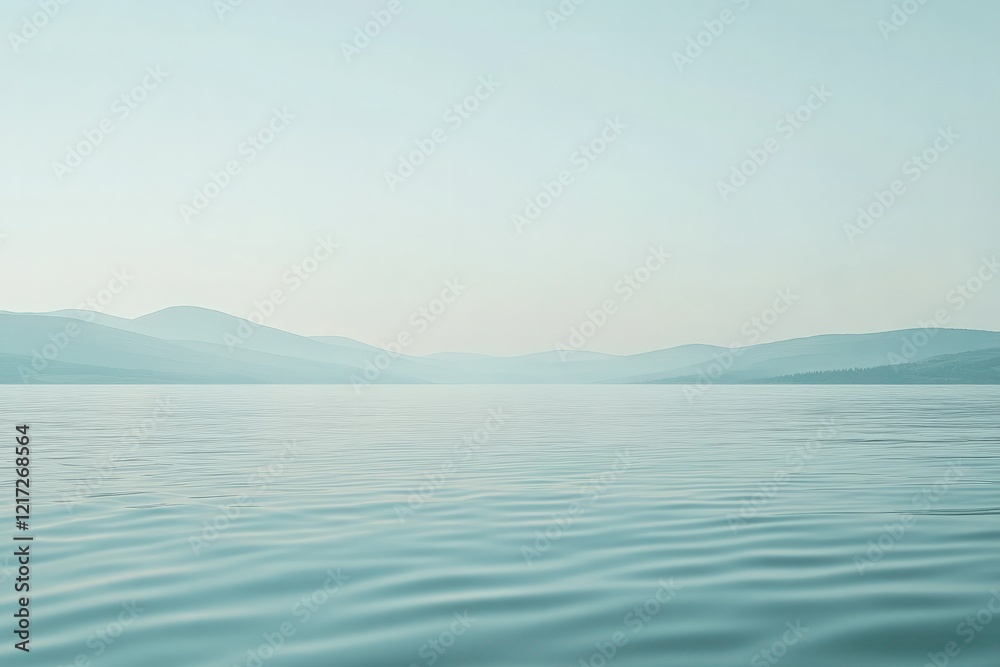 A soothing seascape with calm waves rippling gently towards the shore, the water blending harmoniously with the sky in soft, muted tones A soothing seascape with calm waves rippling gently towards the shore, the water blending harmoniously with the sky in soft, muted tones