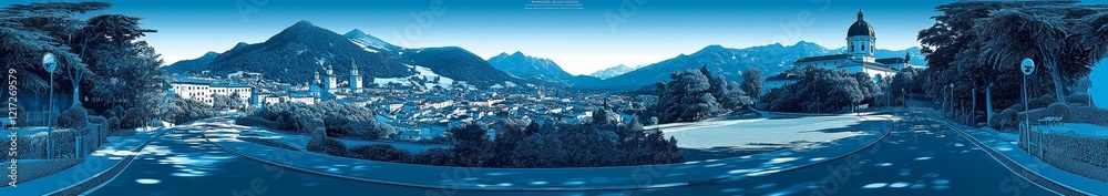 Panoramic high-definition view of Salzburgerland and Berchtesgaden Panoramic high-definition view of Salzburgerland and Berchtesgaden
