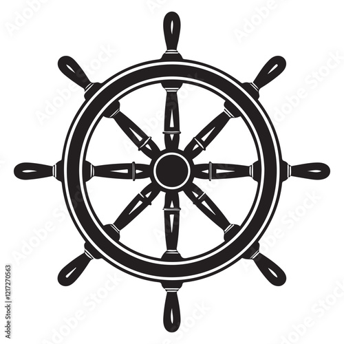 Steering wheel icon. ship steering silhouette vector illustration