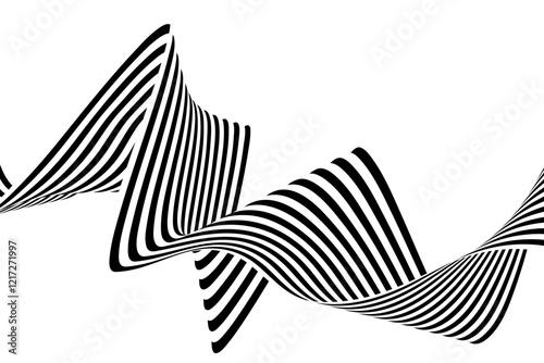 Abstract stripes black and white wave line background optical art. Vector illustration. Eps 10