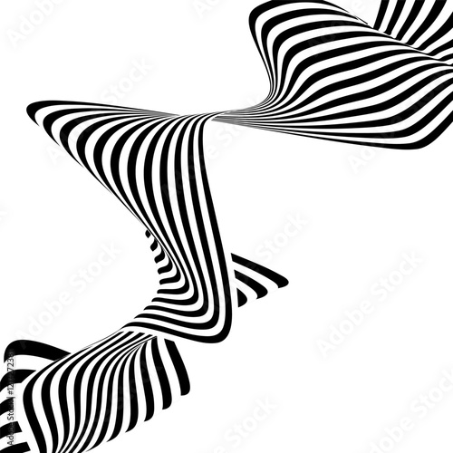 Black and white curved line stripe moving wave abstract background. Eps 10