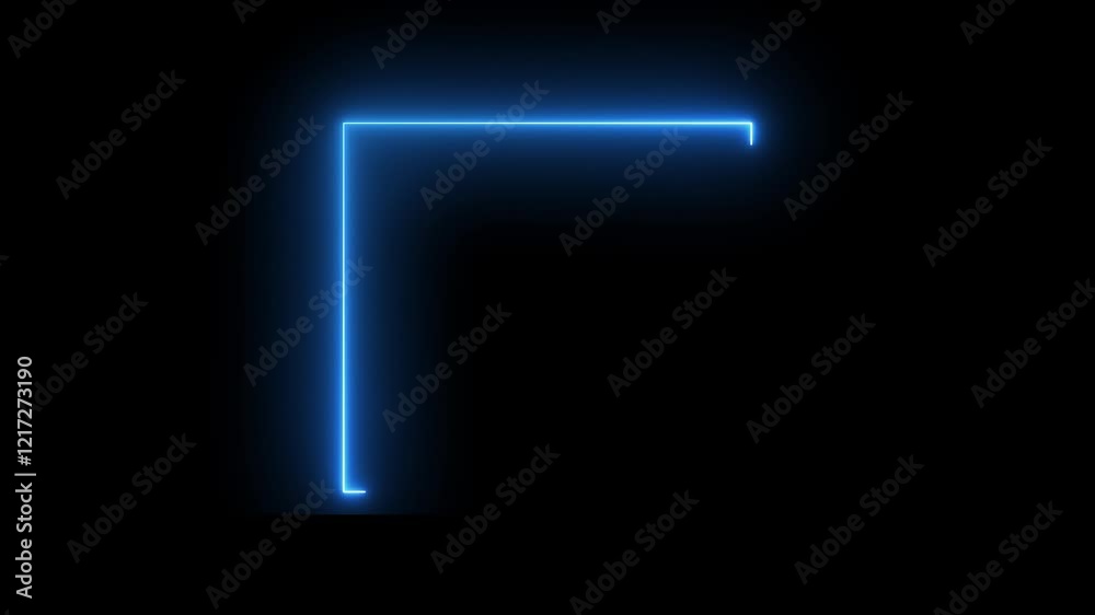 Abstract neon rectangle icon. Glowing neon rectangular border. Lasers are purple. Black background 4k
