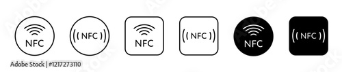 NFC scan icon set. Wireless, contactless payment symbol. Vector illustration. 