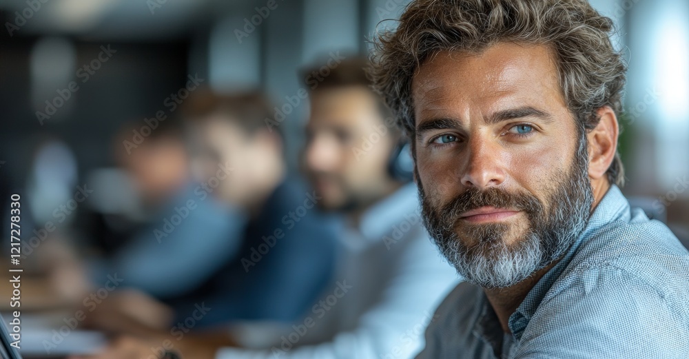 Obraz premium Developer helping with coding on a computer screen in an office setting, testing web applications or troubleshooting. Programming team including staff and employees offering advice on developing