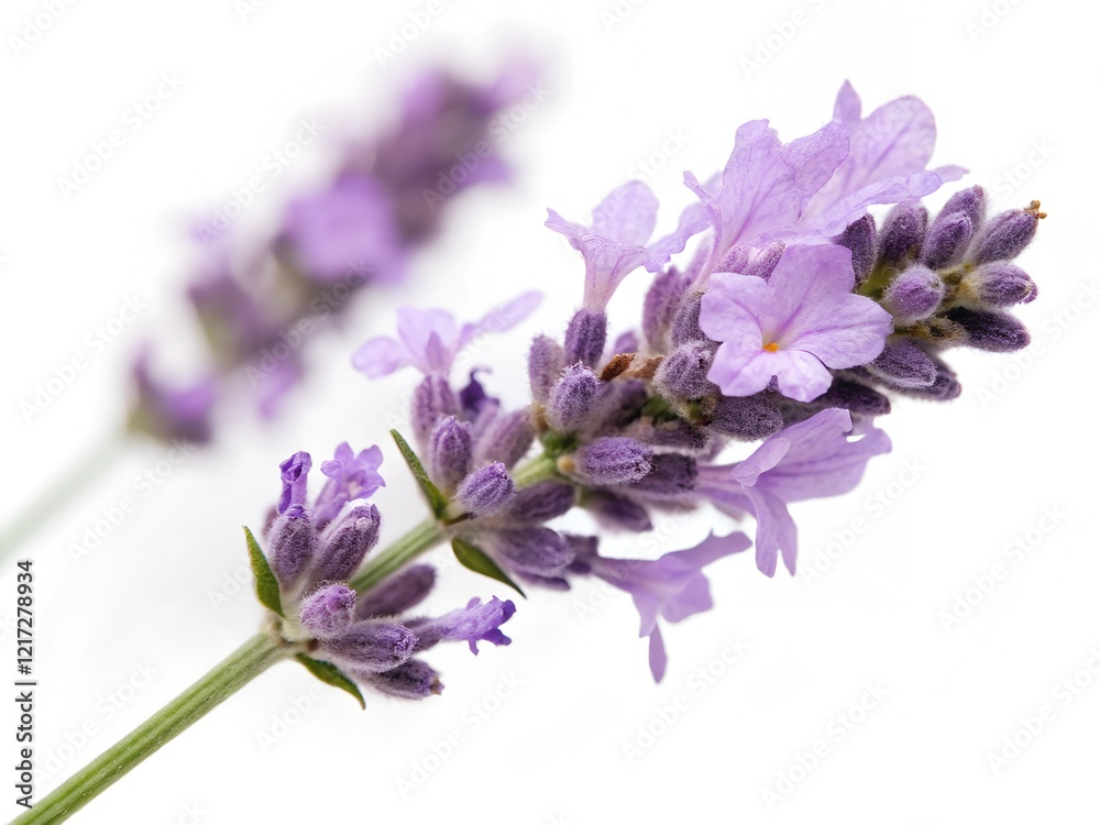 Obraz premium Sprigs of lavender flowers isolated on a white background. Lavender blossoms. Bunch of lavender. 