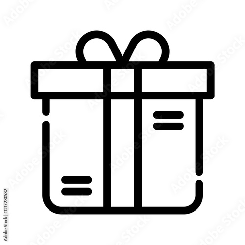 Animated gift box with outline bow and white stripe suitable for birthday cards, invitations, giftgiving presentations, holiday projects, and celebration themes.
