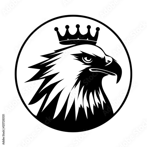 majestic eagle head with crown simple vector logo