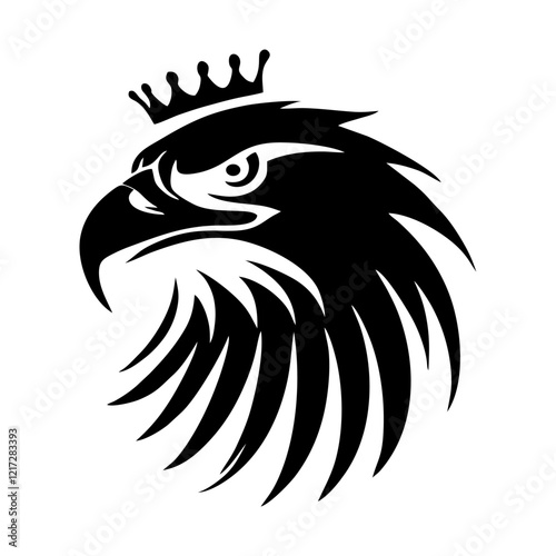 majestic eagle head with crown simple vector logo