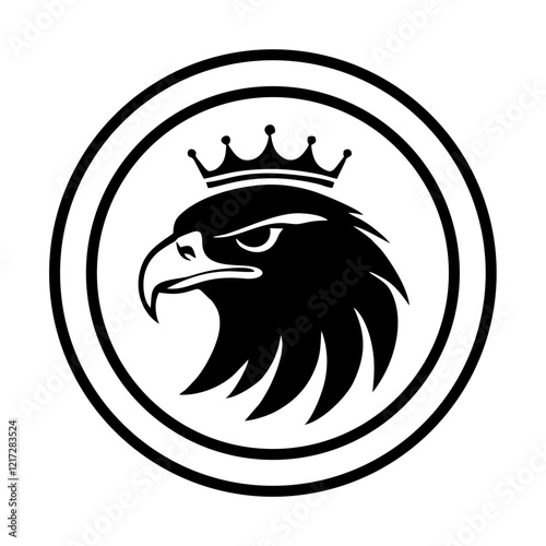 majestic eagle head with crown simple vector logo