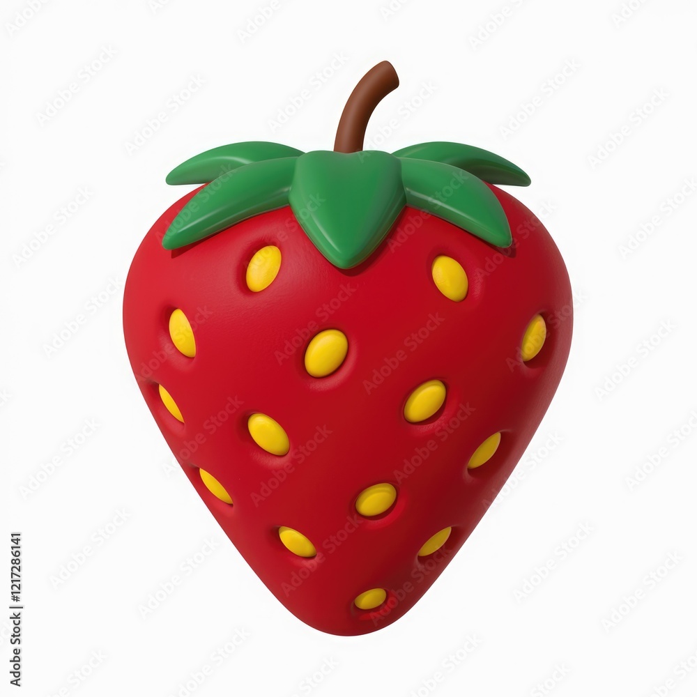 A 3D rendered cartoon strawberry with a green leafy top. A 3D rendered cartoon strawberry with a green leafy top.