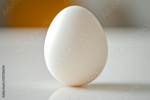 Wallpaper Mural A smooth, white egg stands upright on a surface, showcasing its simple and elegant shape against a blurred background. Torontodigital.ca