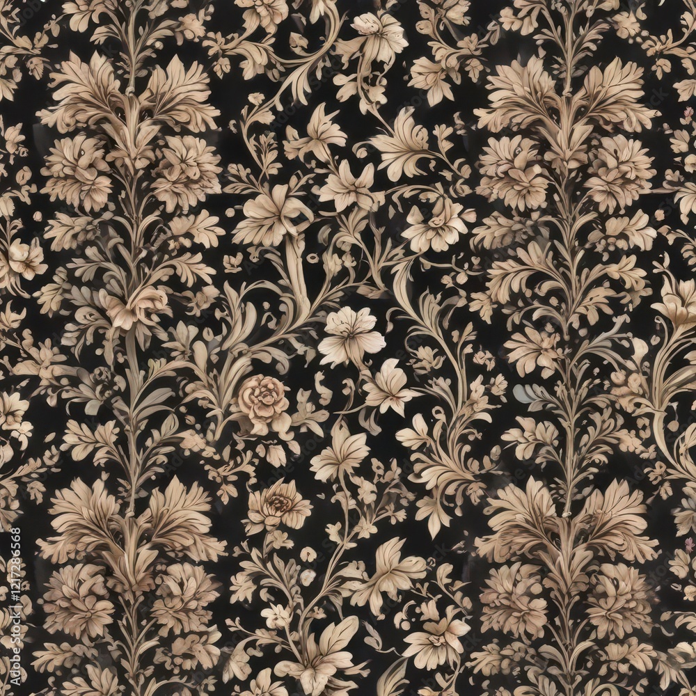 custom made wallpaper toronto digitalVector floral damask pattern with repeating flowers and foliage ,  floral damask,  nature-inspired