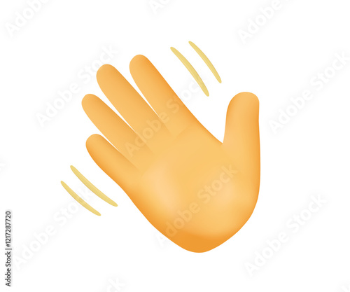 Waving hand, Hi emoji. Cartoon Gesture Icon 3D icon. Hello welcome or goodbye gesture icon. 3D rendering on white background. Vector illustration