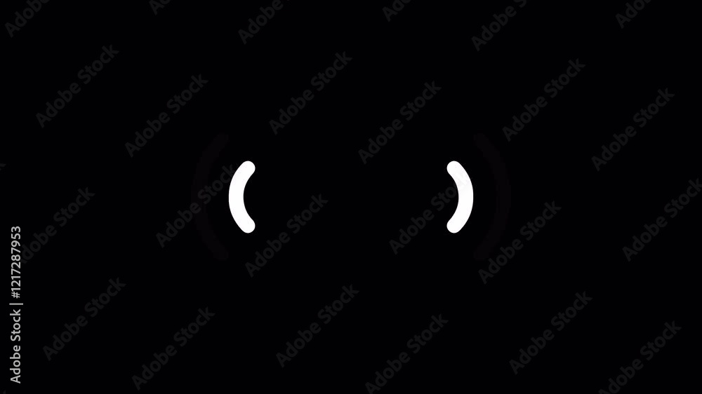 4K Simple animation of ringing, vibration cartoon symbol on a transparent background. White curved lines move in a pulsating rhythm. Stock video speakers with alpha channel