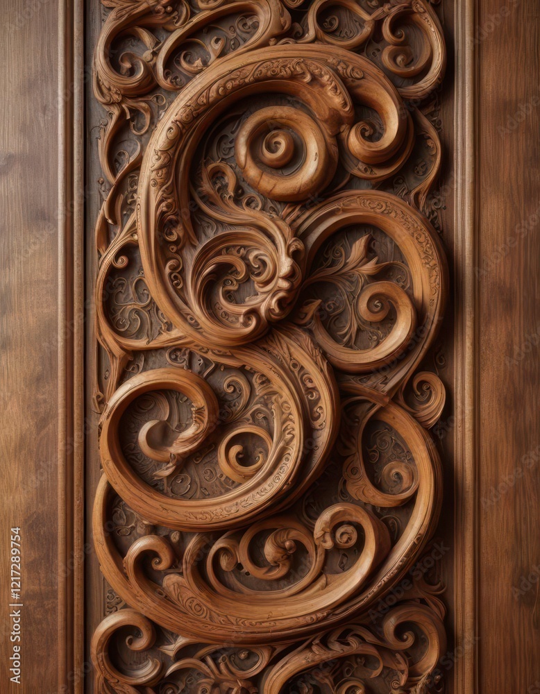Whimsical calligraphic swirly patterns on antique wooden decorative items , texture, woodgrain Whimsical calligraphic swirly patterns on antique wooden decorative items , texture, woodgrain