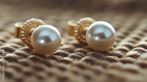 Elegant pearl earrings with diamond accents on a soft surface