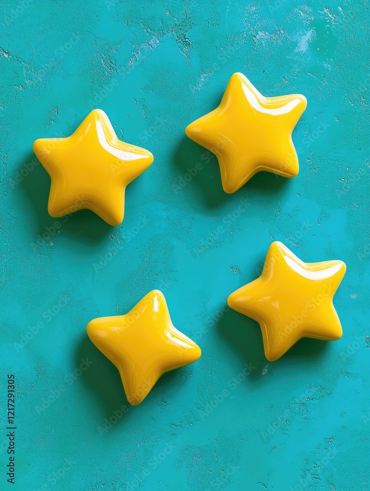 Yellow Stars Group on Blue Surface Yellow Stars Group on Blue Surface