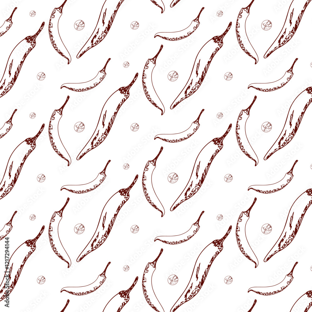 Fototapeta premium chili element seamless pattern background