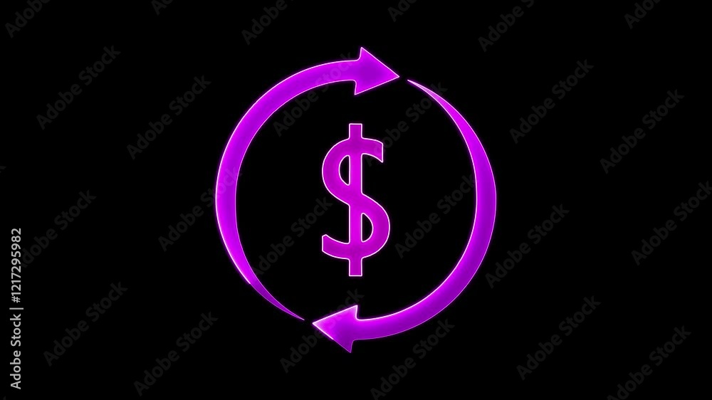 neon recycling icon animated with dollar sign. neon recycling icon animated with dollar sign.