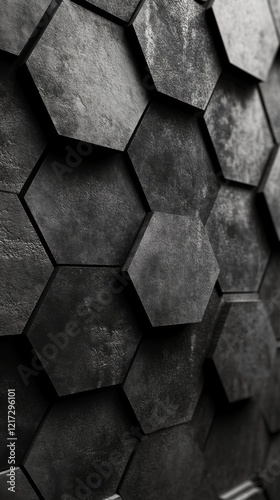 Textured hexagonal pattern in dark shades creates a modern and stylish backdr...