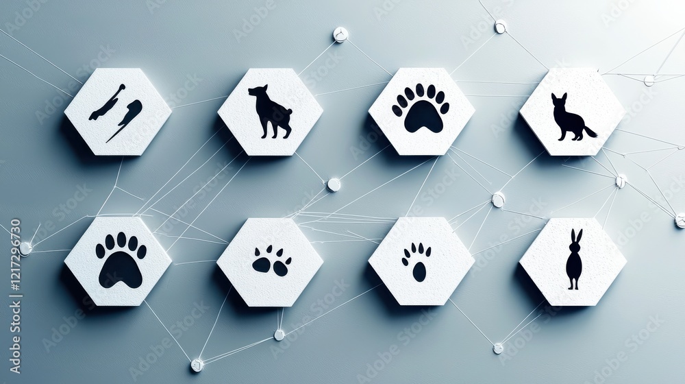 Fototapeta premium Tracking wildlife exploring animal tracks of bear deer wolf bird and rabbit in natural environments for educational purposes