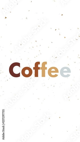 Dynamic Coffee Logo Animation with Confetti Burst. Vertical Video Motion Graphics Concept
