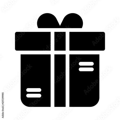 Animated gift box glyph bow and white stripe suitable for birthday cards, invitations, giftgiving presentations, holiday projects, and celebration themes.
